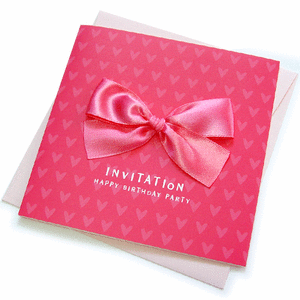 핑크하트패턴 생일초대장(130×130)  
